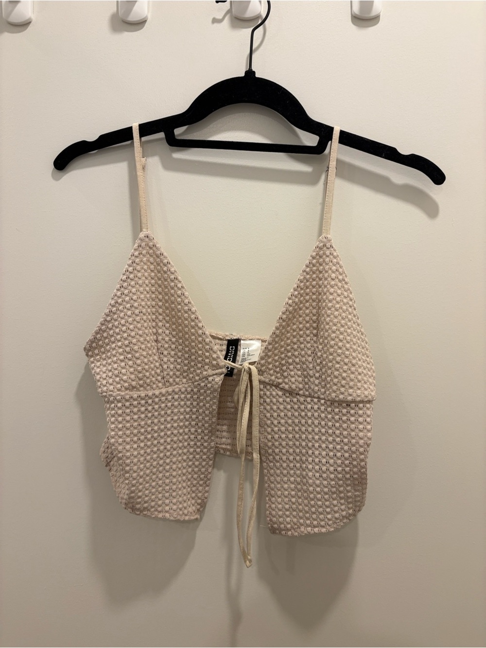 H&M Cream Waffle Knit Tie-Front Camisole